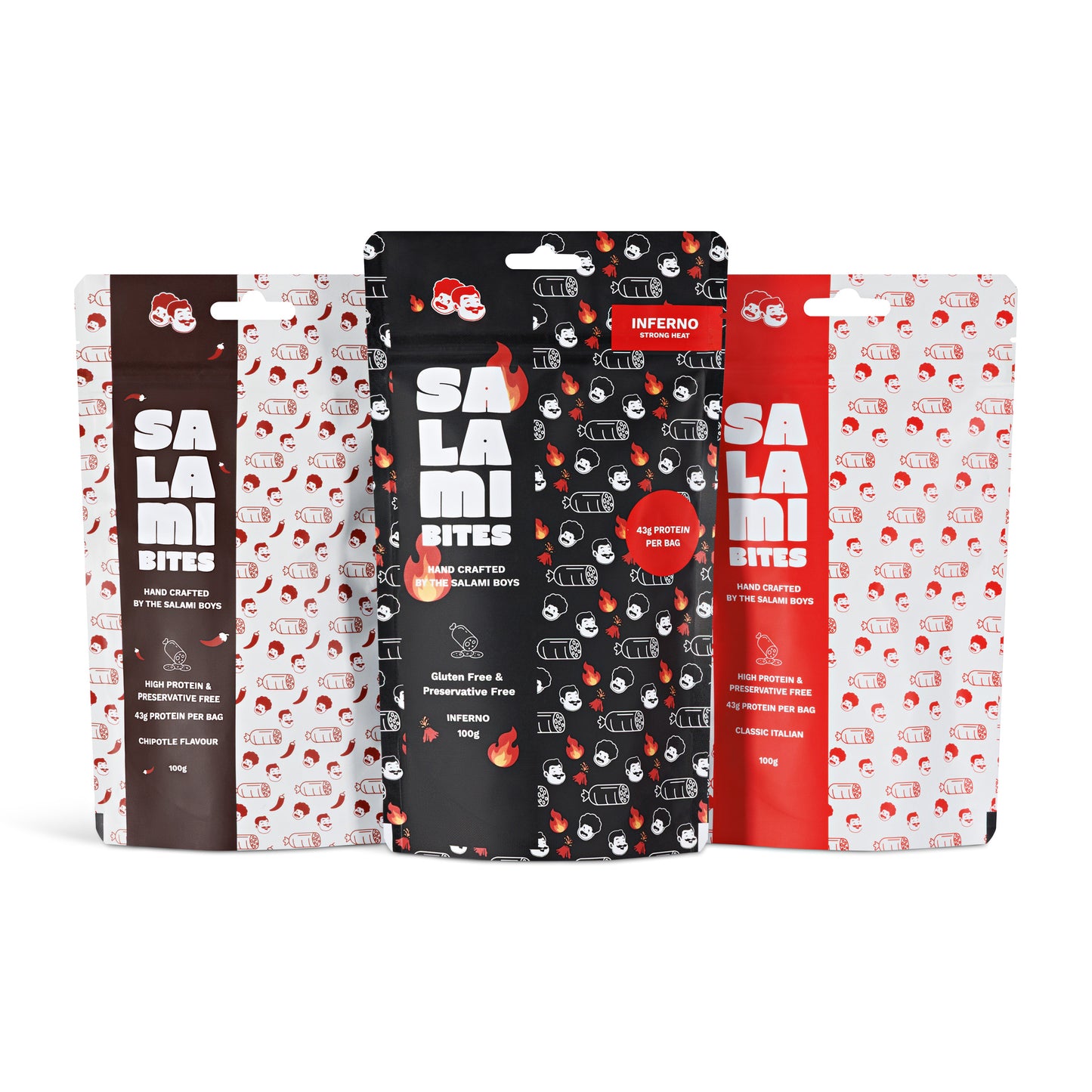 Salami Bites Trio Pack – Classic Italian, Chipotle & Inferno Flavours
